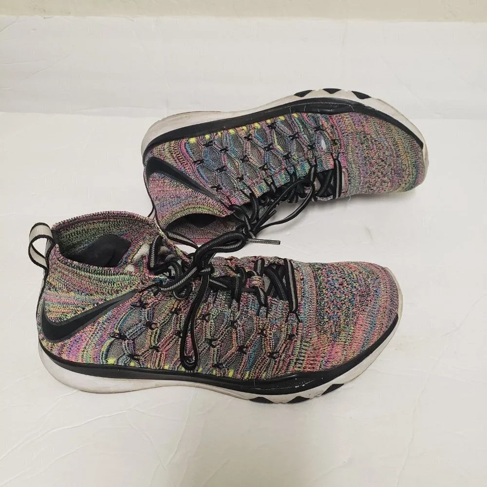 Nike Train sz 7 Ultrafast Flyknit Volt multi colors pink blue white Mens